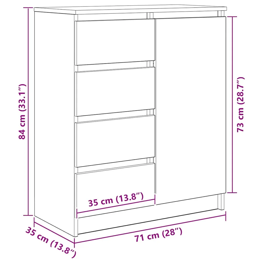 Buffet avec tiroirs chêne noir 71x35x84 cm bois d'ingénierie - 14