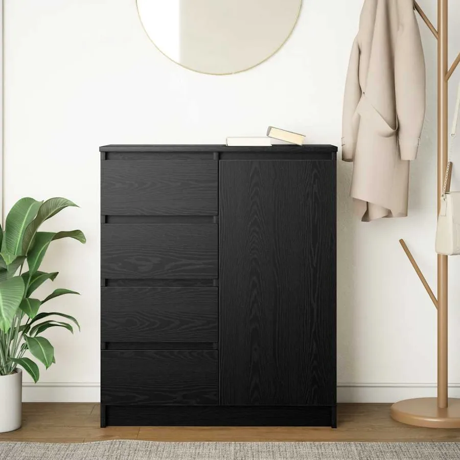 Buffet avec tiroirs chêne noir 71x35x84 cm bois d'ingénierie - 3