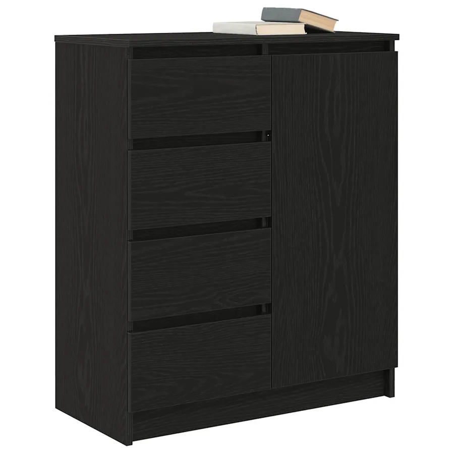 Buffet avec tiroirs chêne noir 71x35x84 cm bois d'ingénierie - 4