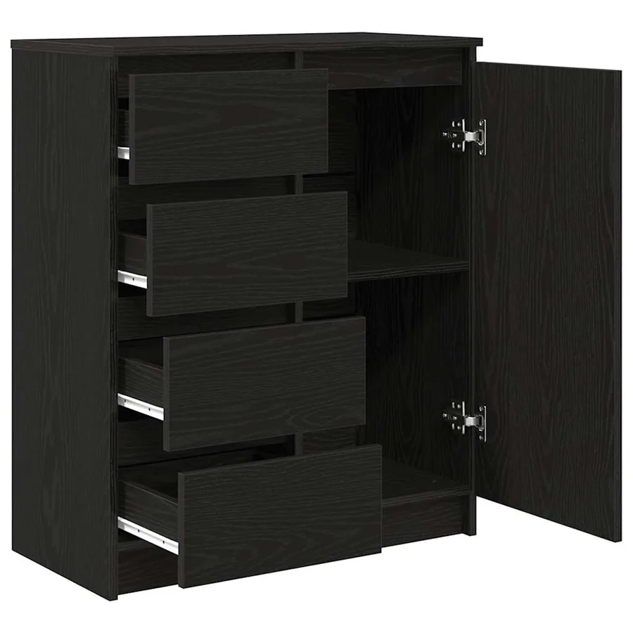 Buffet avec tiroirs chêne noir 71x35x84 cm bois d'ingénierie - 5