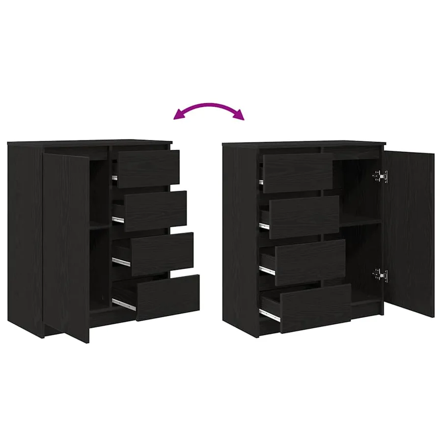 Buffet avec tiroirs chêne noir 71x35x84 cm bois d'ingénierie - 9
