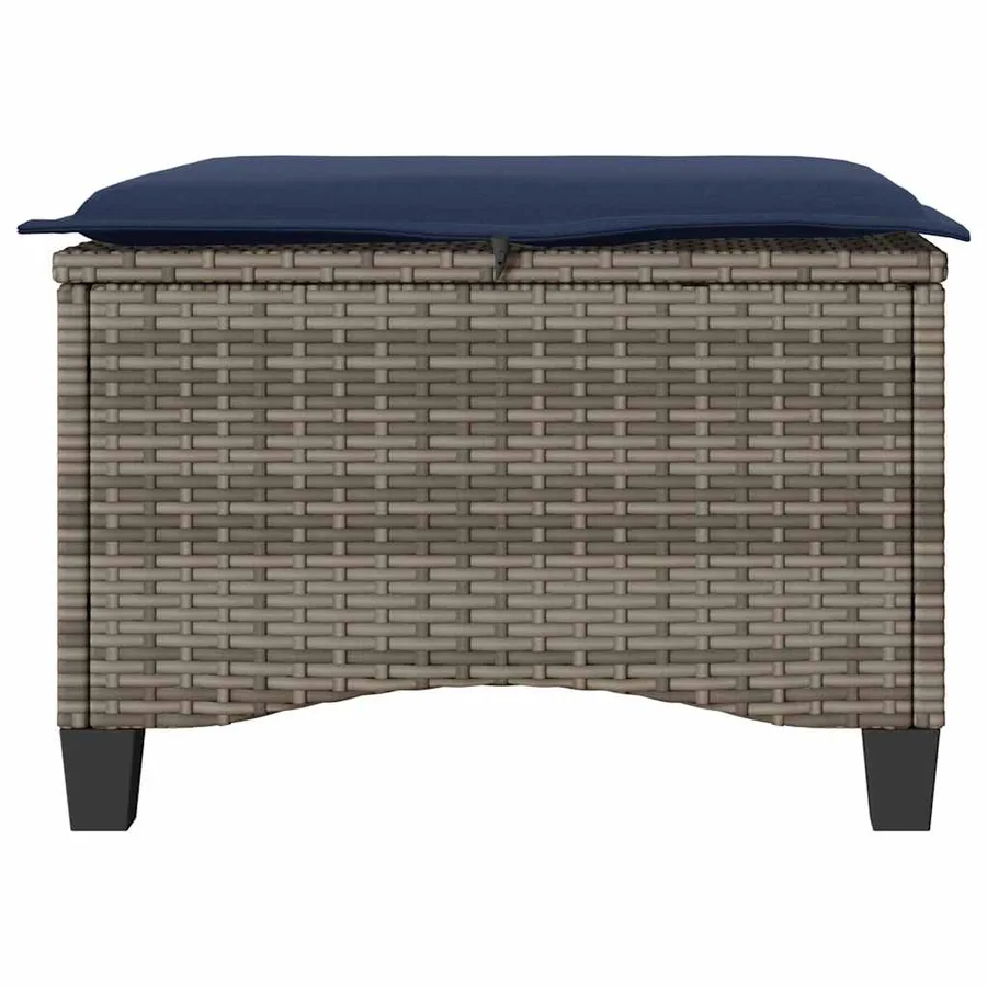 Tabourets jardin coussins 2 pcs gris 55x55x36 cm résine tressée - 5