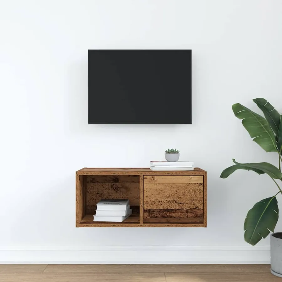 Meuble TV vieux bois 60x31x25,5 cm bois d'ingénierie - 3