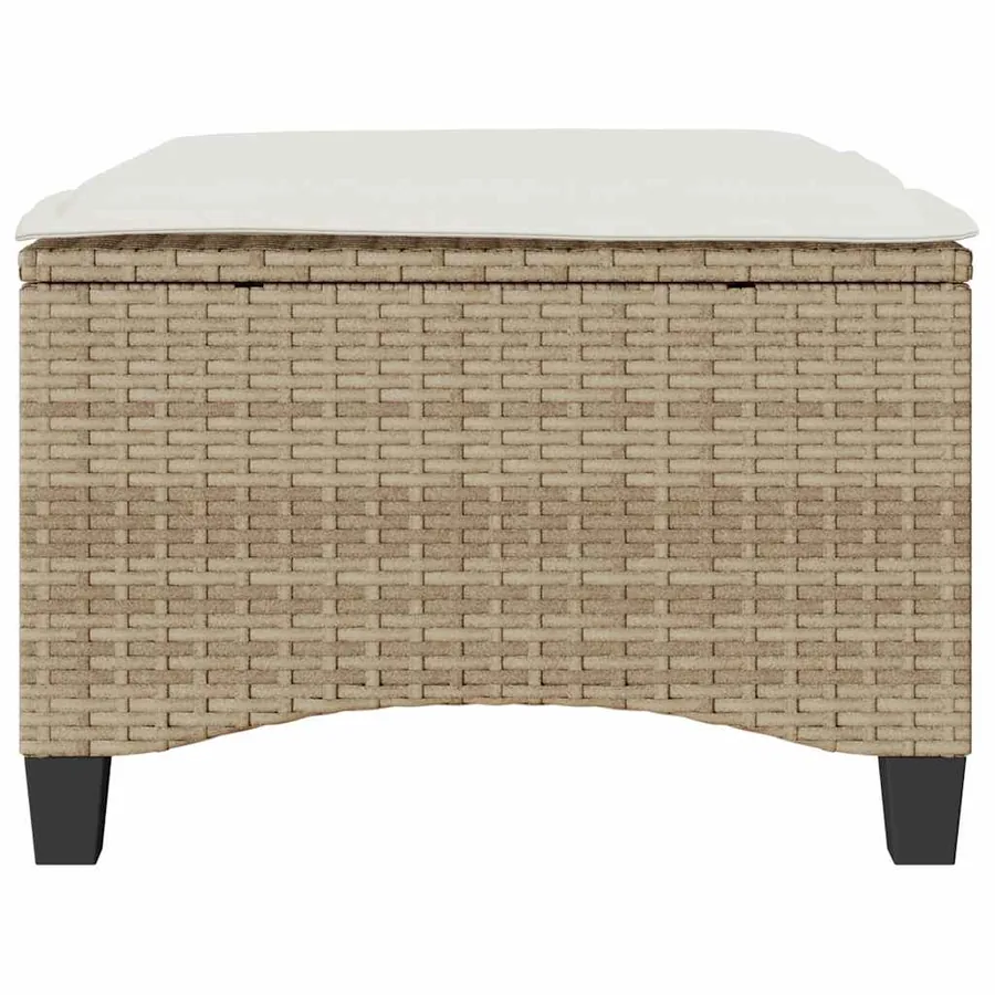 Tabourets jardin coussins 2pcs beige 55x55x36 cm résine tressée - 4