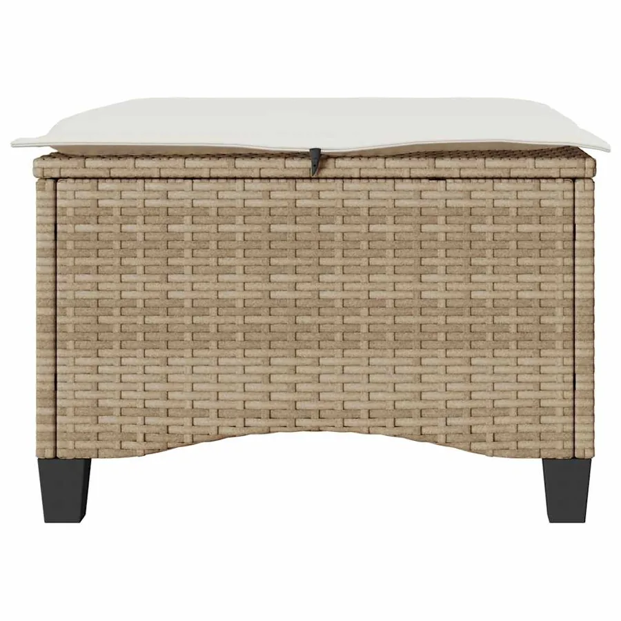 Tabourets jardin coussins 2pcs beige 55x55x36 cm résine tressée - 5