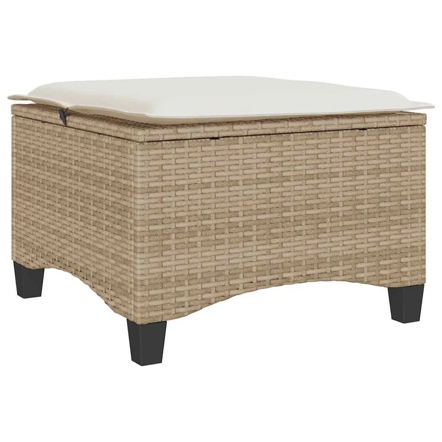 Tabourets jardin coussins 2pcs beige 55x55x36 cm résine tressée - 6
