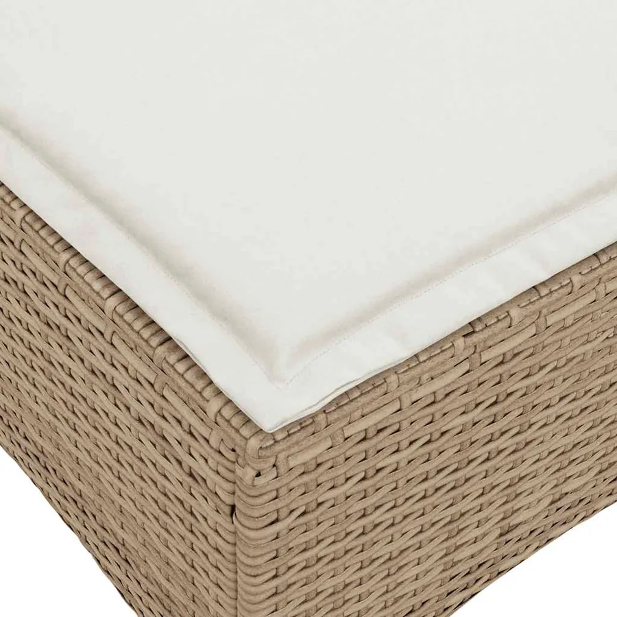 Tabourets jardin coussins 2pcs beige 55x55x36 cm résine tressée - 7