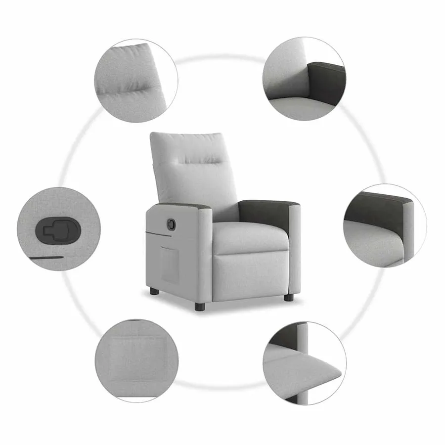 Fauteuil inclinable gris nuage tissu - 7