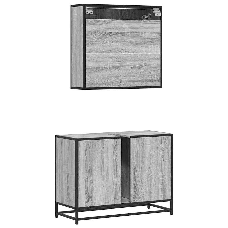 Ensemble de meubles de salle de bain 2 pcs Sonoma gris - 8
