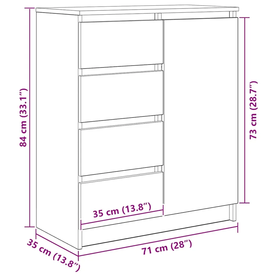 Buffet avec tiroirs chêne artisanal 71x35x84 cm bois ingénierie - 14
