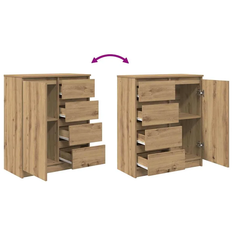 Buffet avec tiroirs chêne artisanal 71x35x84 cm bois ingénierie - 9