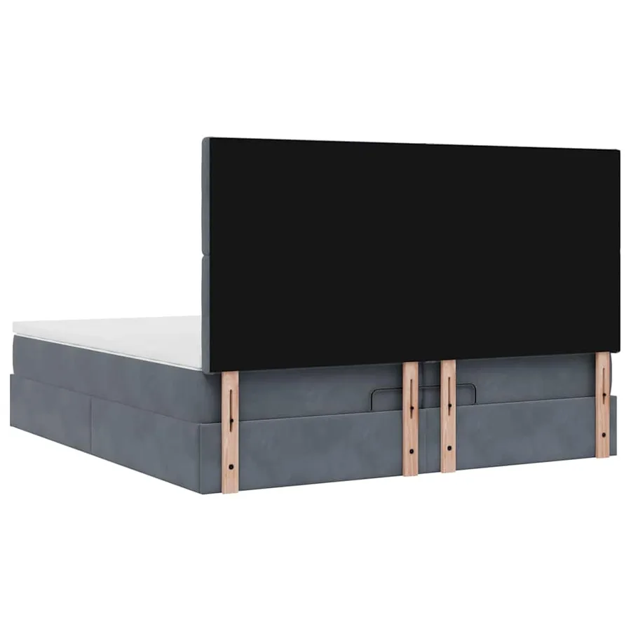 Cadre de lit ottoman avec matelas gris foncé 200x200 cm velours - 9