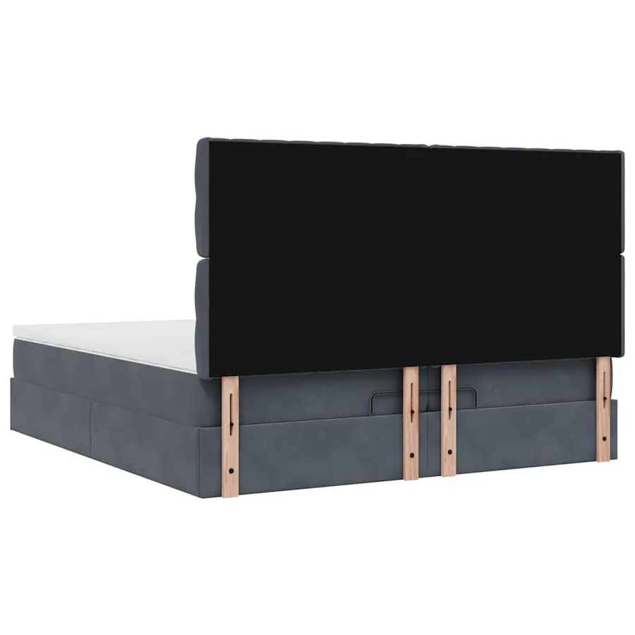 Cadre de lit ottoman avec matelas gris foncé 200x200 cm velours - 10