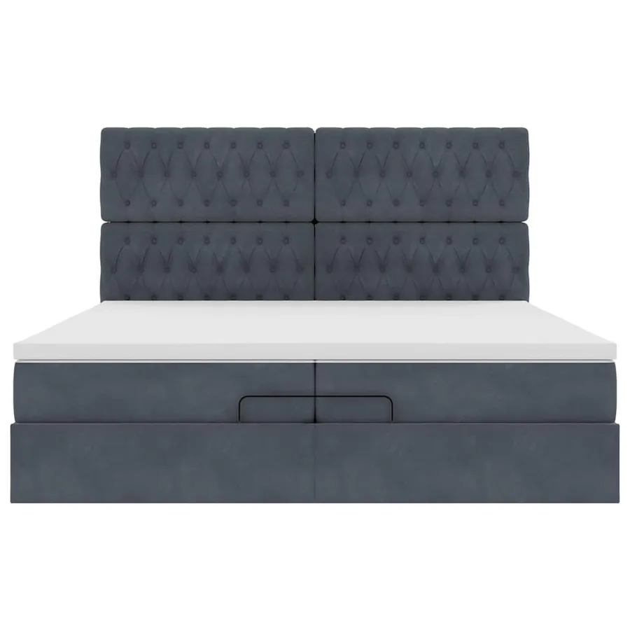 Cadre de lit ottoman avec matelas gris foncé 200x200 cm velours - 8