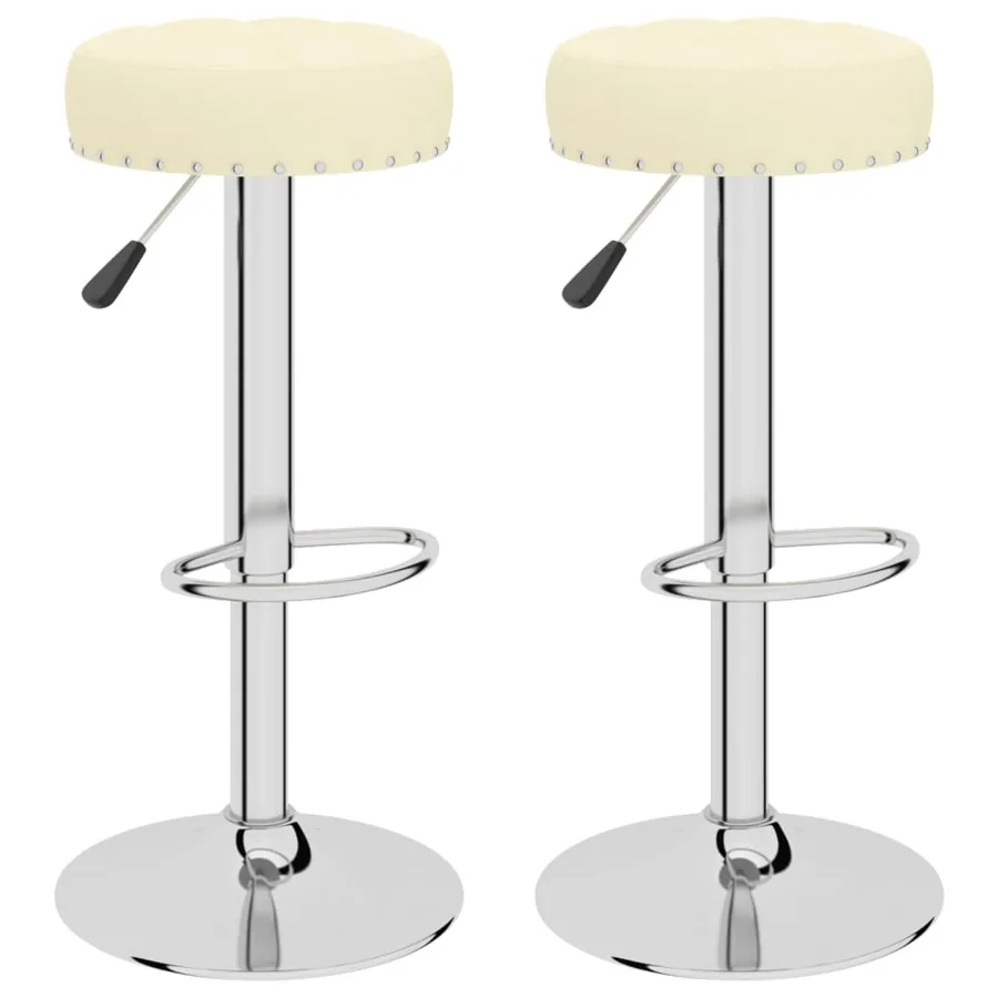 Tabourets de bar lot de 2 crème tissu - 2