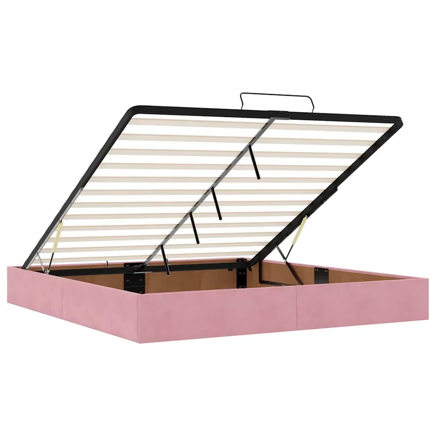 Cadre de lit ottoman avec matelas rose 200x200 cm velours - 11