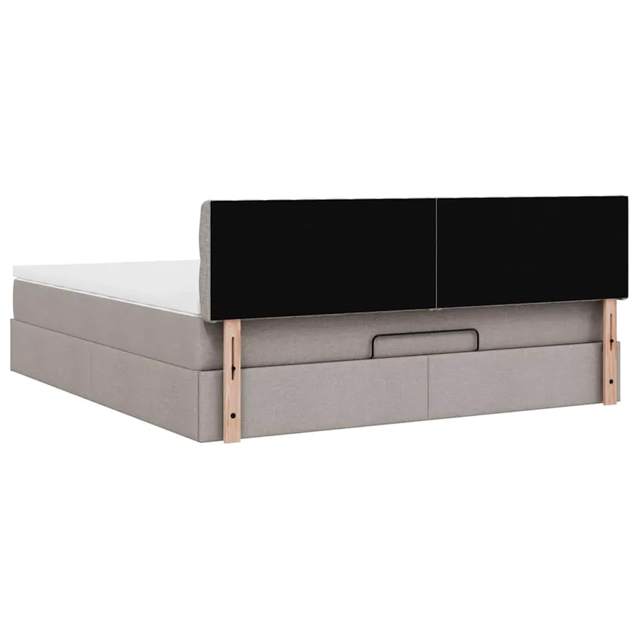 Cadre de lit ottoman avec matelas taupe 180x200 cm tissu - 11