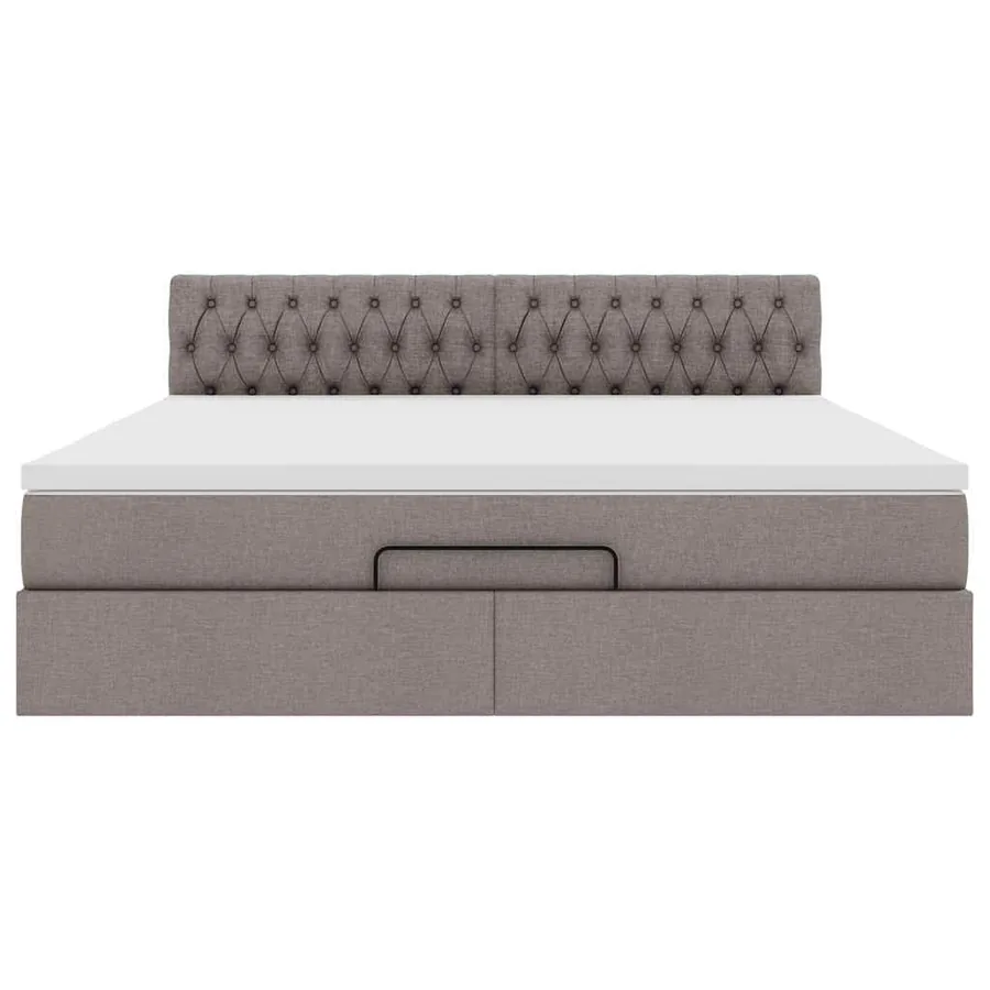 Cadre de lit ottoman avec matelas taupe 180x200 cm tissu - 7