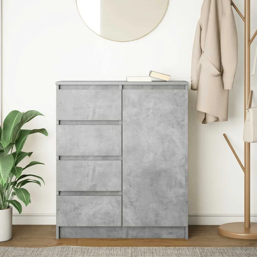 Buffet avec tiroirs gris béton 71x35x84 cm bois d'ingénierie - 3
