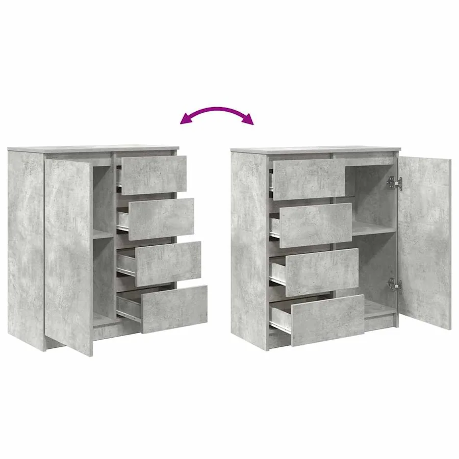 Buffet avec tiroirs gris béton 71x35x84 cm bois d'ingénierie - 9
