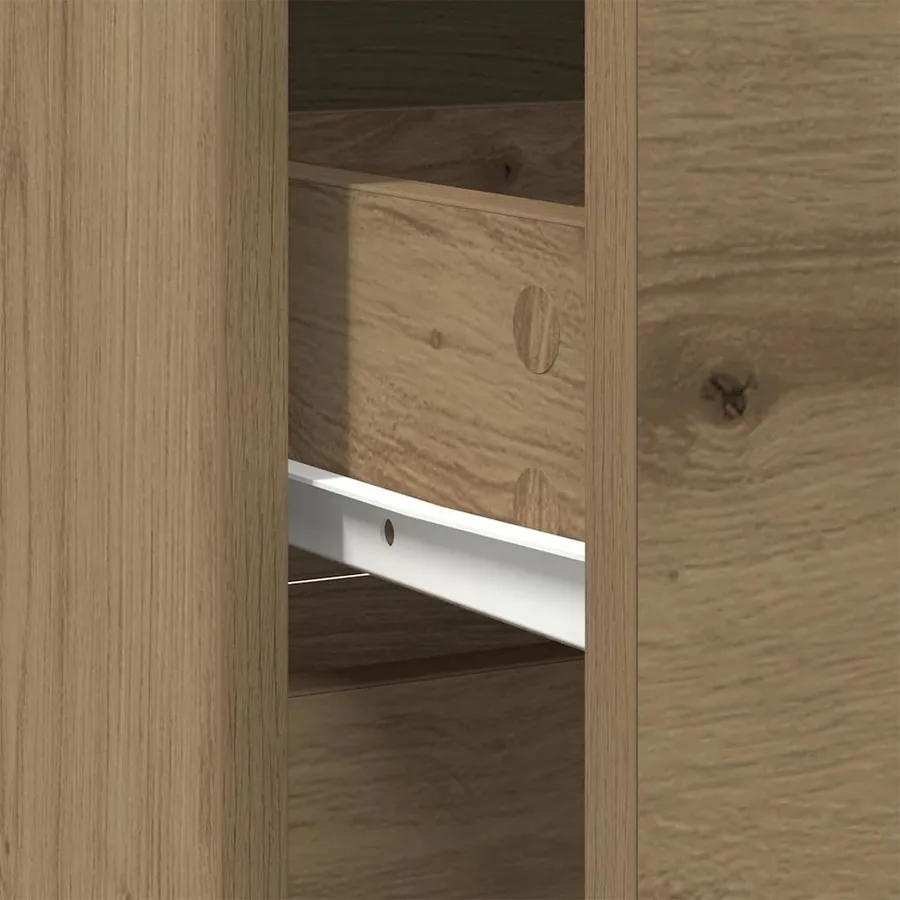 Buffet avec tiroir chêne artisanal 80x34x76cm bois d'ingénierie - 11