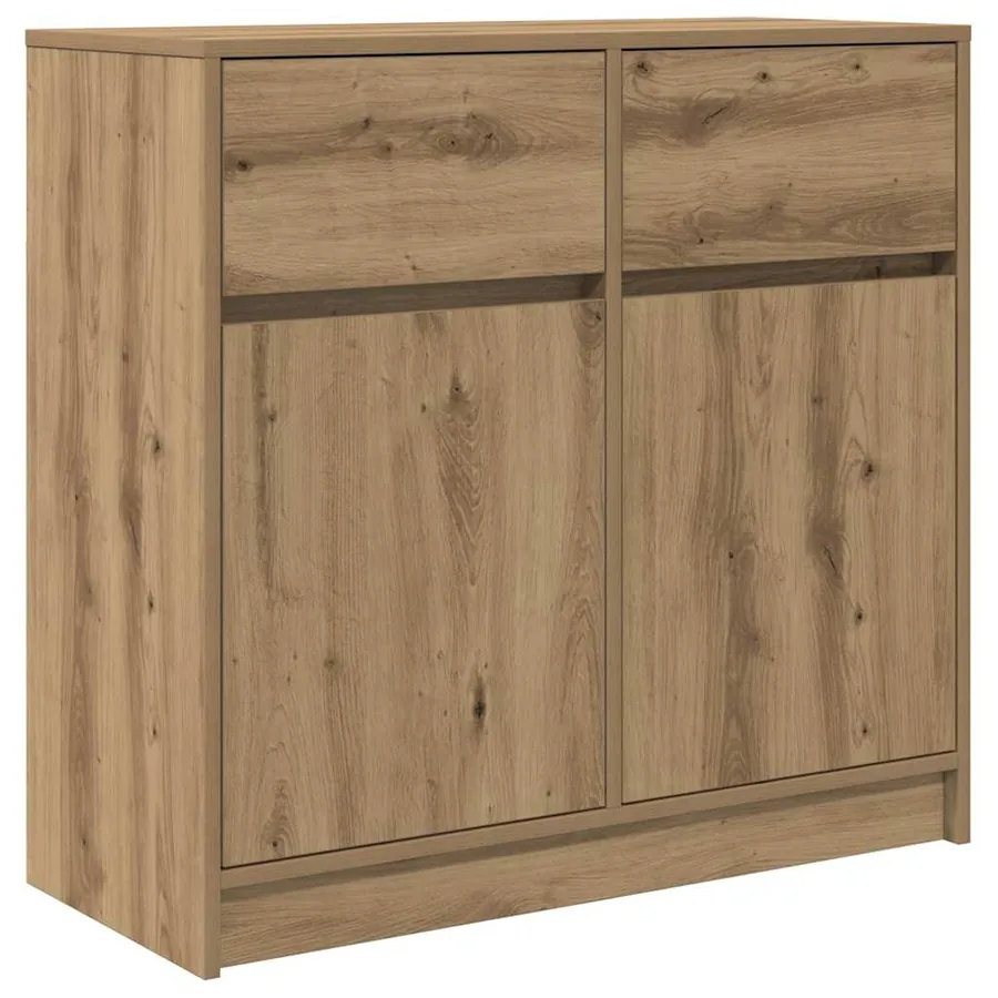Buffet avec tiroir chêne artisanal 80x34x76cm bois d'ingénierie - 2