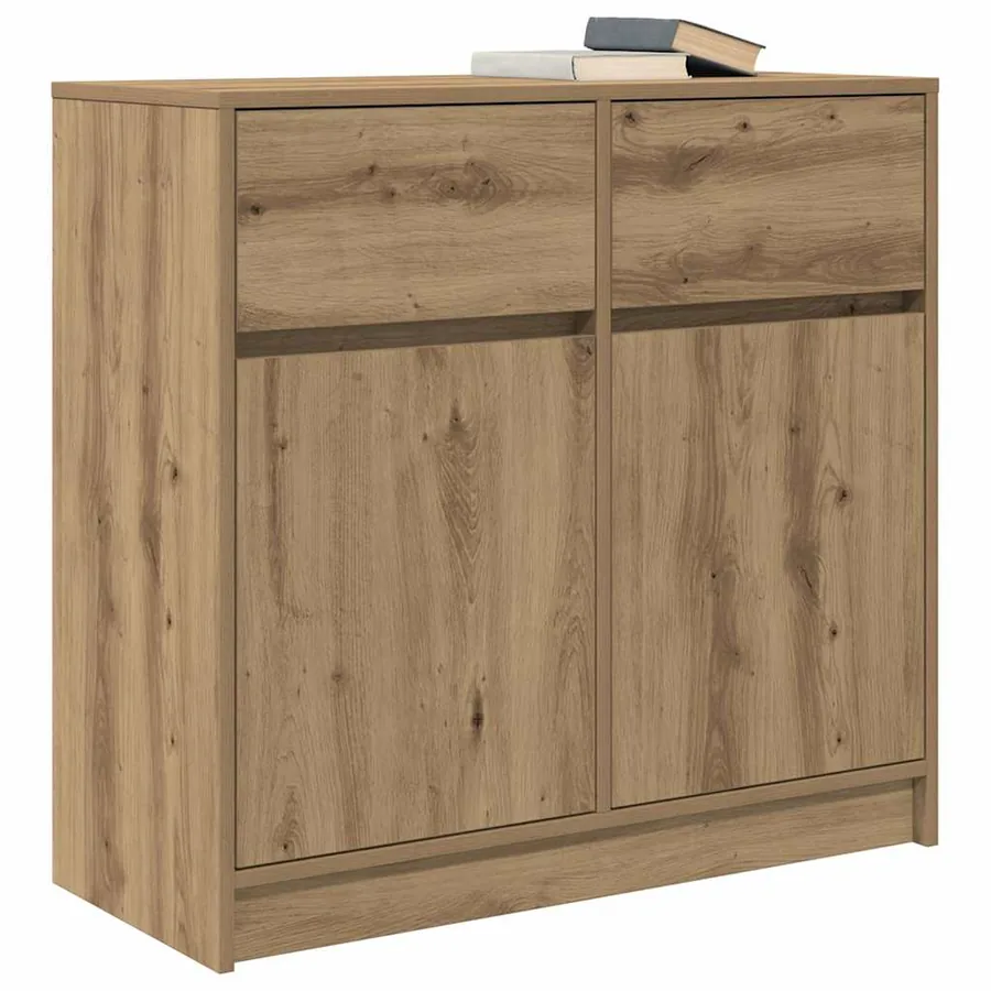 Buffet avec tiroir chêne artisanal 80x34x76cm bois d'ingénierie - 4