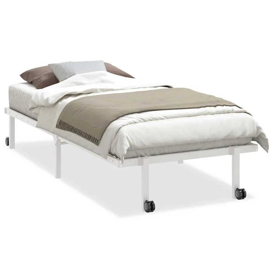 Cadre de lit sans matelas pliable blanc 90x200 cm acier - 2