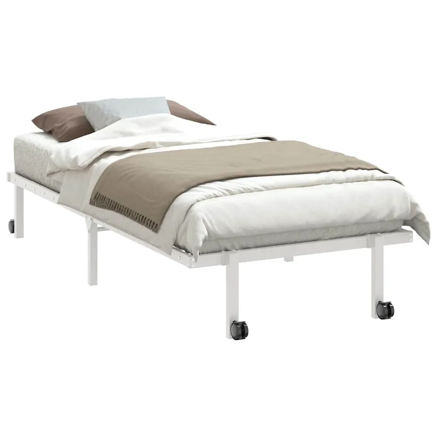 Cadre de lit sans matelas pliable blanc 90x200 cm acier - 3