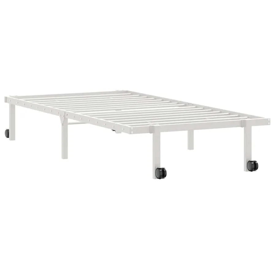Cadre de lit sans matelas pliable blanc 90x200 cm acier - 5
