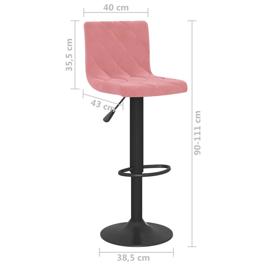 Tabourets de bar lot de 2 rose velours - 9