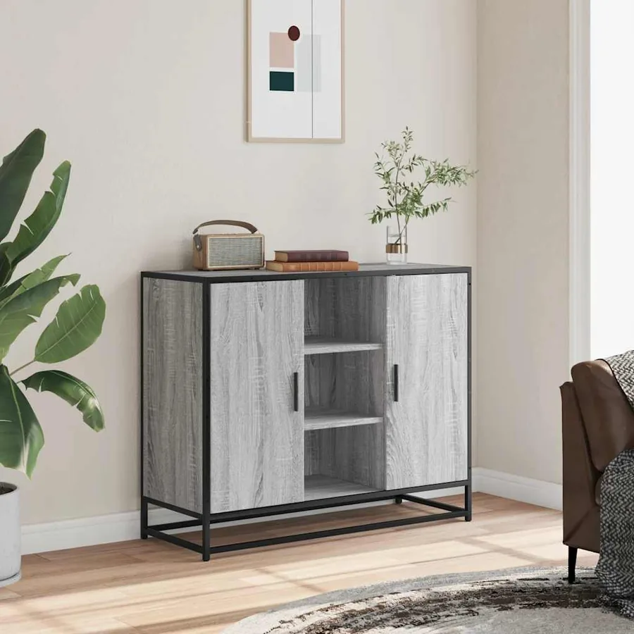 Buffet sonoma gris 92x35x76 cm bois d'ingénierie - 3