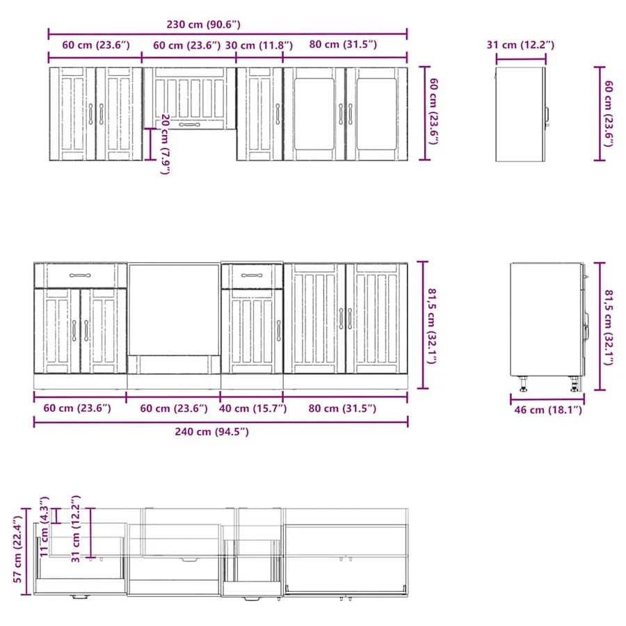 Ensemble de 8 meubles de cuisine "Lucca" en chêne Sonoma - 7