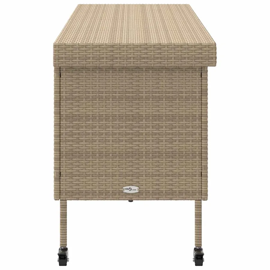 Boîte rangement jardin roues beige 160x55x75 cm résine tressée - 5