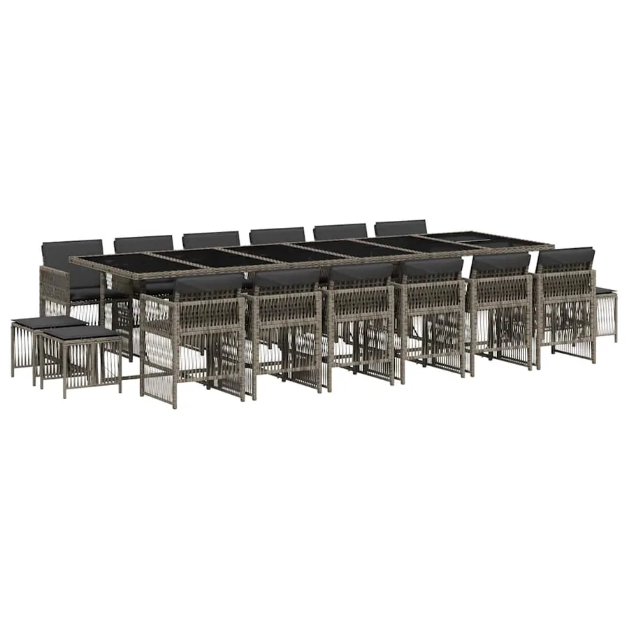 Ensemble à manger de jardin 17 pcs et coussins résine tressée - 2
