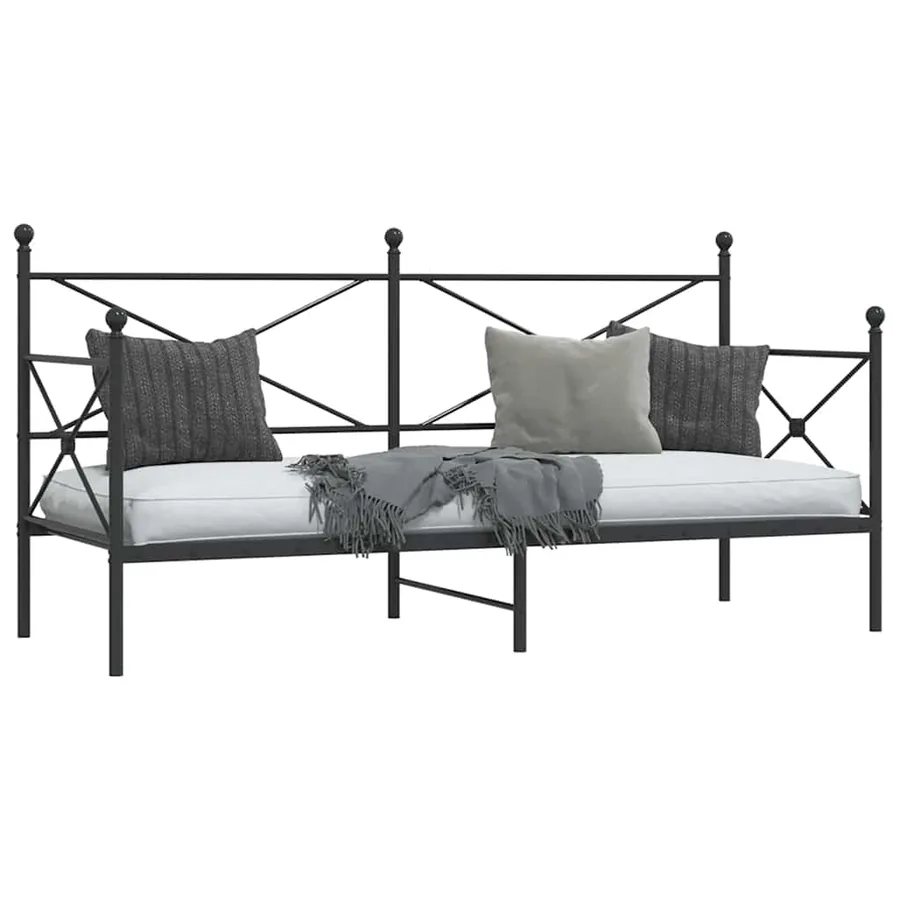 Lit de jour sans matelas noir 75x190 cm acier - 4