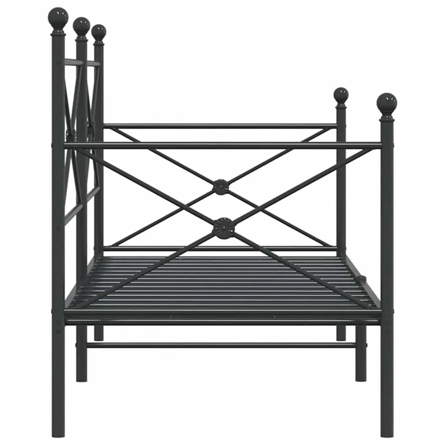 Lit de jour sans matelas noir 75x190 cm acier - 6