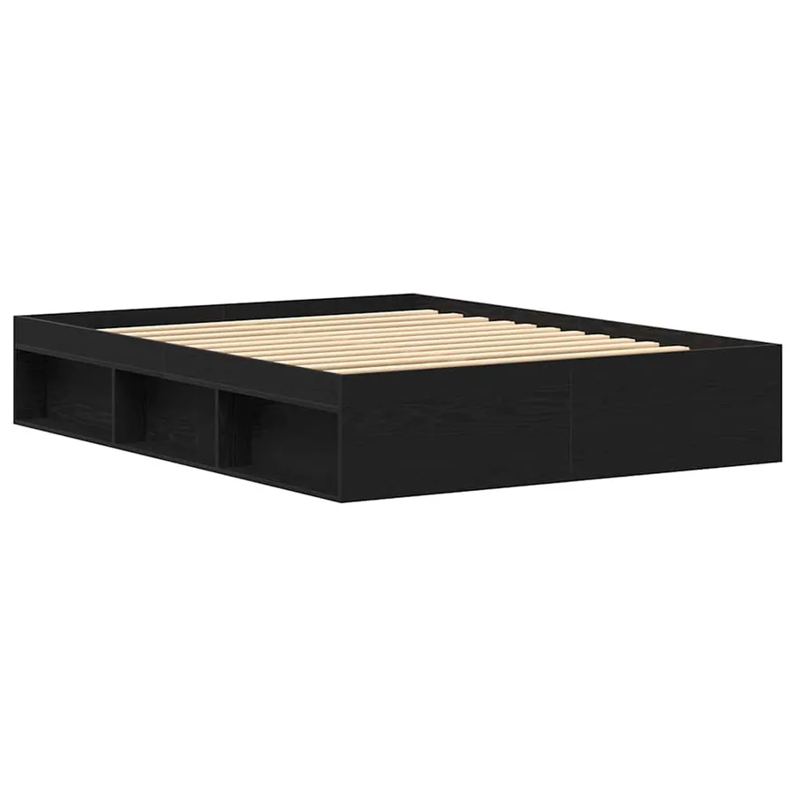 Cadre de lit sans matelas en chêne noir 160x200 cm bois d'ingénierie - 4