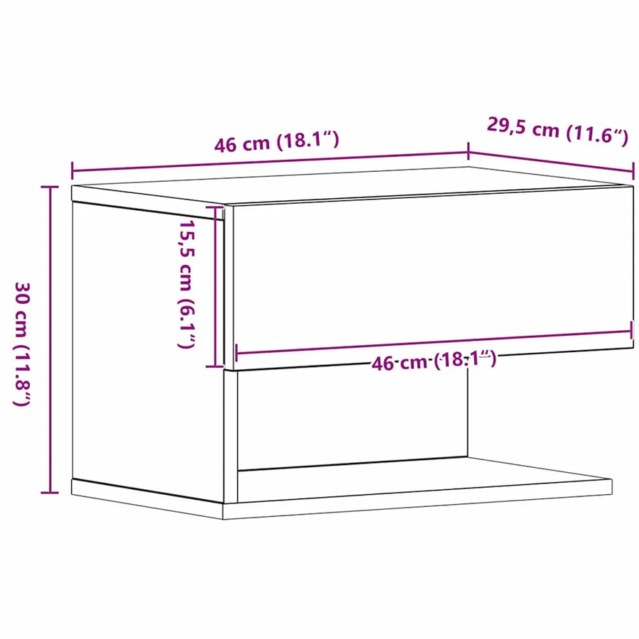 Cabinet de chevet Chêne noir 46 x 30 x 30 cm Bois d'ingénierie - 14