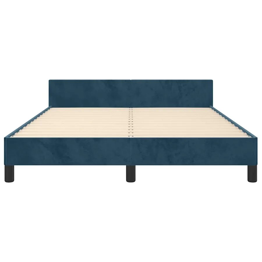 Cadre de lit sans matelas bleu foncé 140x200 cm velours - 6