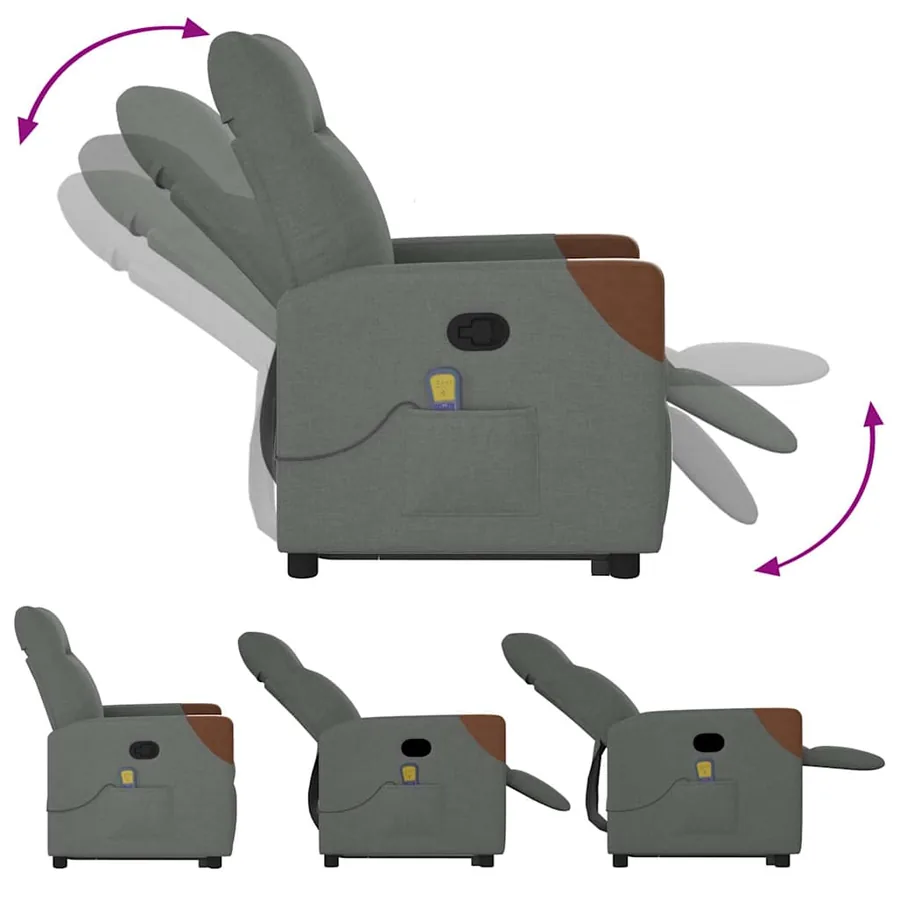 Fauteuil de massage inclinable Gris foncé Tissu - 8