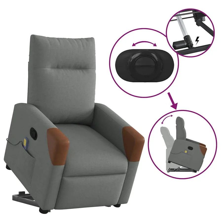 Fauteuil de massage inclinable Gris foncé Tissu - 9