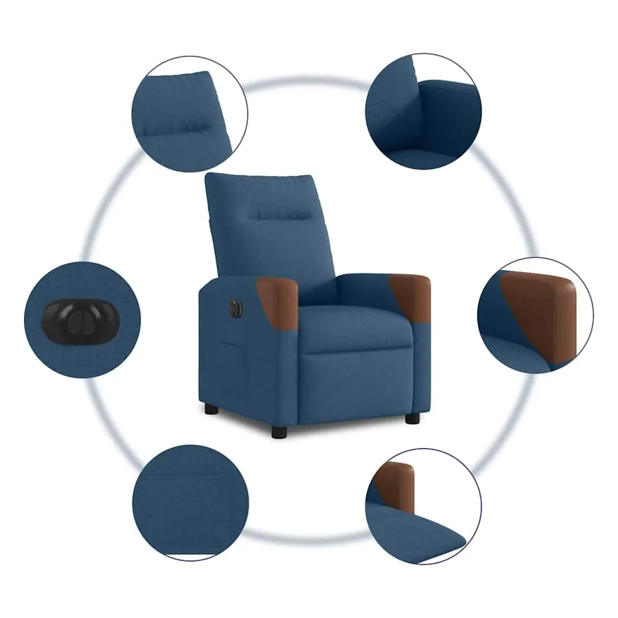 Fauteuil inclinable électrique Bleu Tissu - 10
