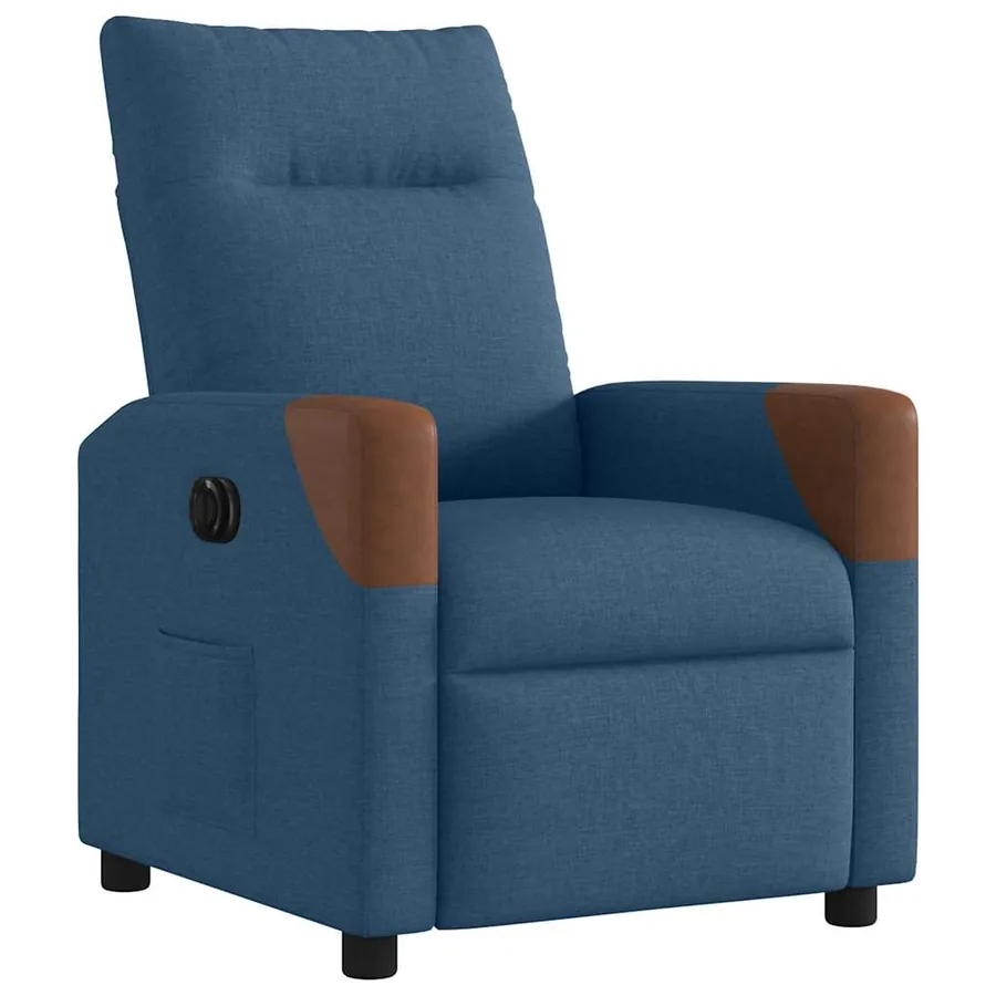Fauteuil inclinable électrique Bleu Tissu - 4