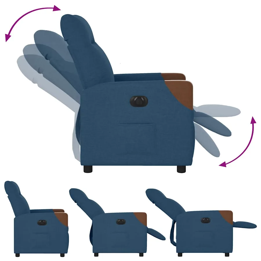 Fauteuil inclinable électrique Bleu Tissu - 9