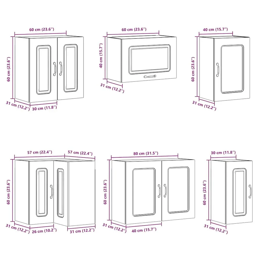 Ensemble d'armoires de cuisine 11 pcs Lucca bois d'ingénierie - 10