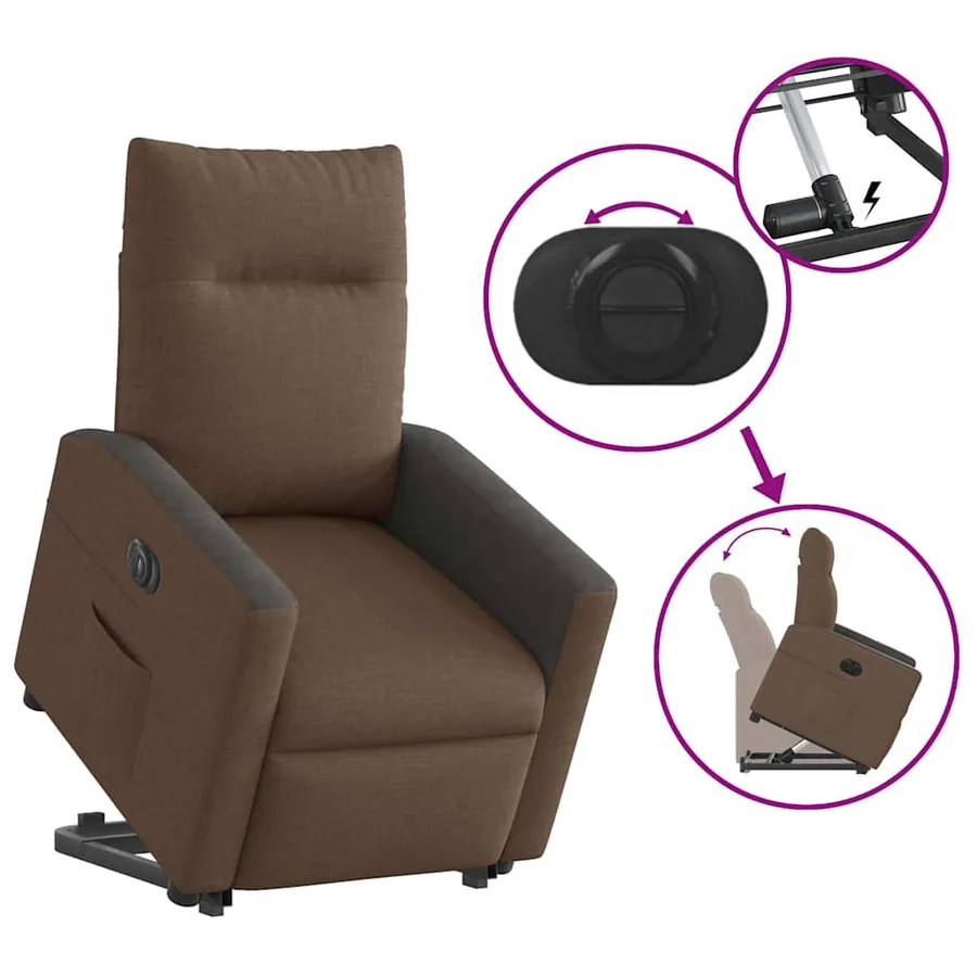 Fauteuil inclinable électrique marron tissu - 9
