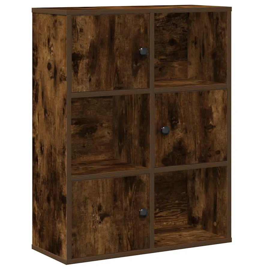 Bibliothèque chêne fumé 60x24x76,5 cm bois d'ingénierie - 2