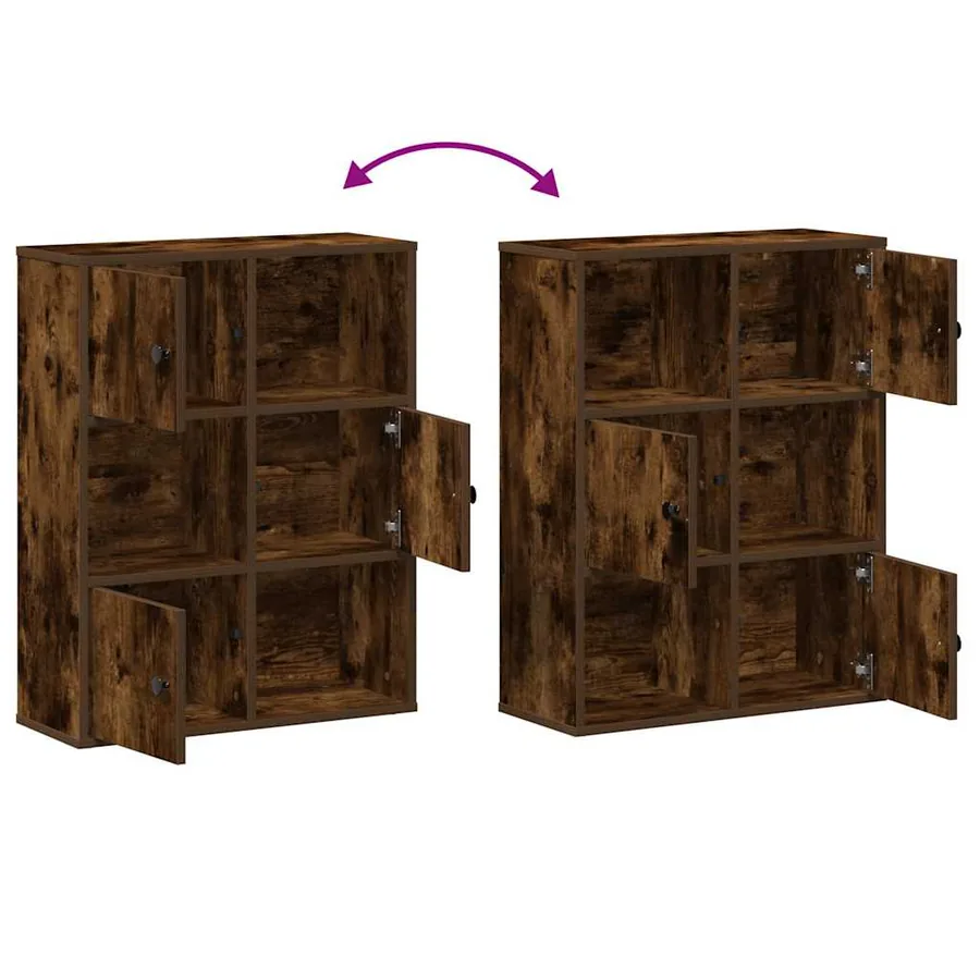Bibliothèque chêne fumé 60x24x76,5 cm bois d'ingénierie - 8