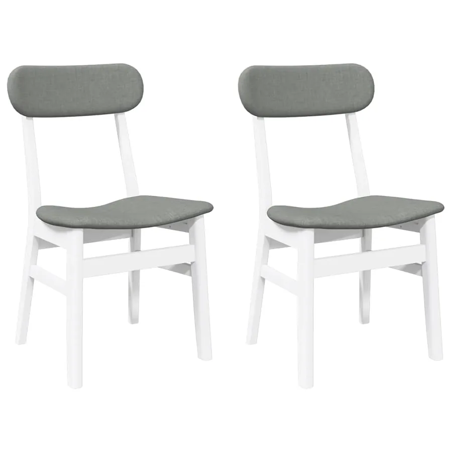 Chaises à manger coussins 2 pcs blanc bois massif caoutchouc - 2